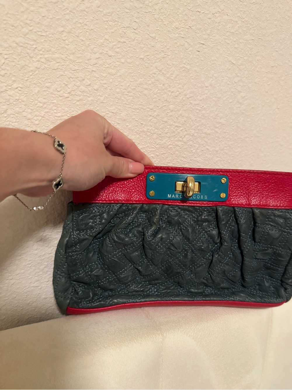 New RARE vintage Marc Jacobs Color-Block Quilted Leather Clutch - Picture 5 of 7